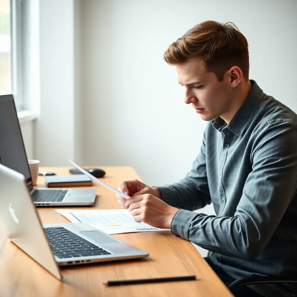 Jonge professional die financiële planning doet