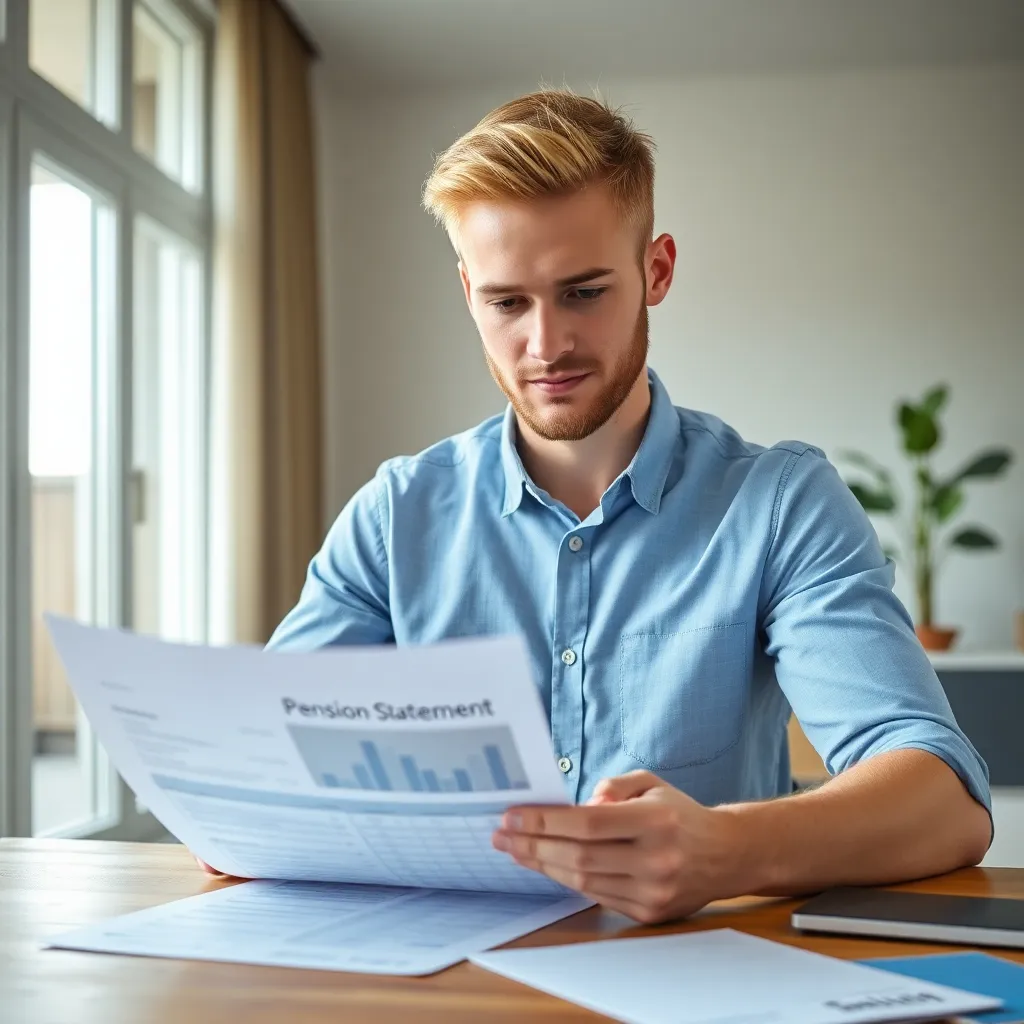Jonge professional bekijkt pensioenoverzicht